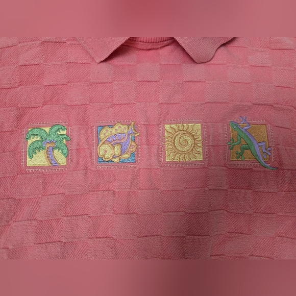 VTG Crazy Shirt Hawaii Collared Sweatshirt Pink Coral Textured Womens Size Med - Picture 2 of 9